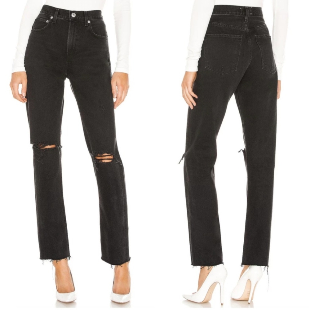 AGOLDE Straight High Rise Black Jeans
